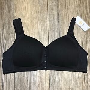 Daisy Bra Front Close Wirefree Plus Size 3XL Black $89 NWT Full Coverage Support